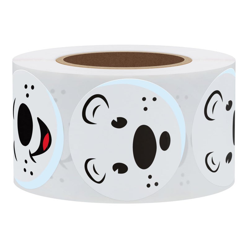 Hybsk Cute Polar Bear Face Stickers Animal Stickers 1.5" Round Cartoon White Bear Labels 500pcs per Roll - Image 3